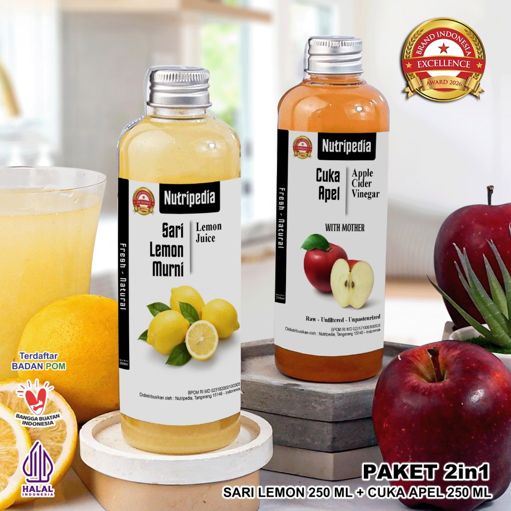 Nutripedia Paket 2in1 Cuka Apel 250ml Dan Sari Lemon 250ml