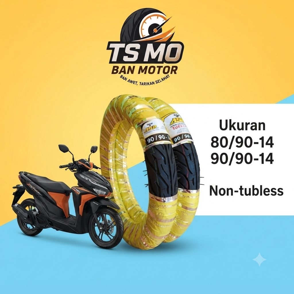 Sepasang Ban Motor Matic Non Tubless Ukuran 80/90-14 & 90/90-14