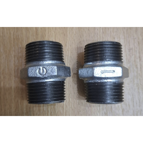 Double Nipel Galvanis Drat Luar Fitting Pipa BSPT 1/4"–2" Inch