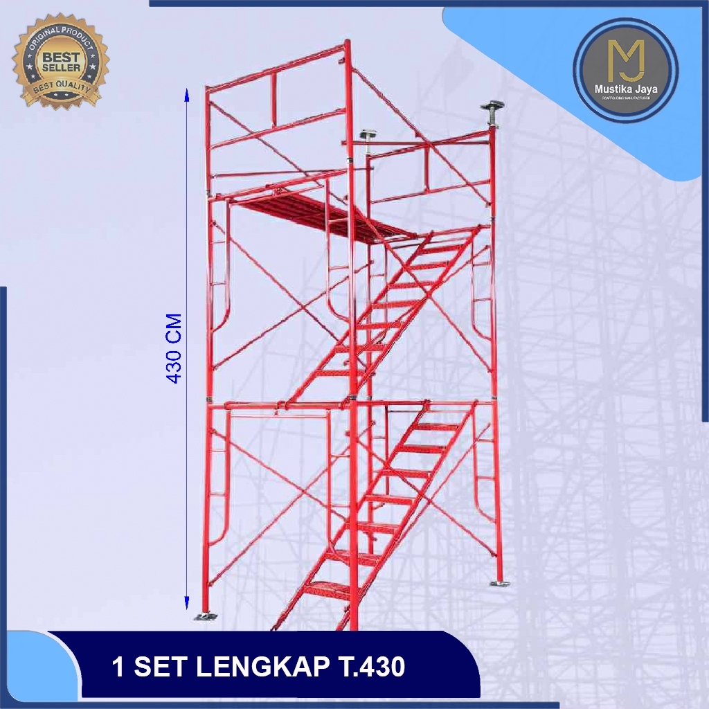 SET SCAFFOLDING STEGER PERANCAH LENGKAP TINGGI 430 CM - SNI