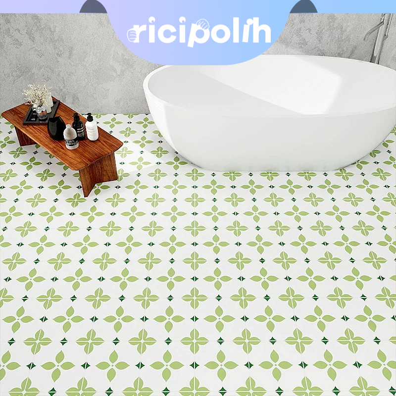 Stiker Lantai Tempel Keramik Tebal Anti Licin Vinyl Roll Tebal 61x200cm Motif Bunga Wallpaer Kamar M