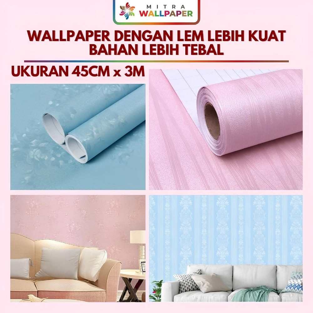 Wallpaper Sticker Dinding Ruang Tamu Embos 3d Motif Bunga Walpaper Minimalis Motif Emboss Mewah
