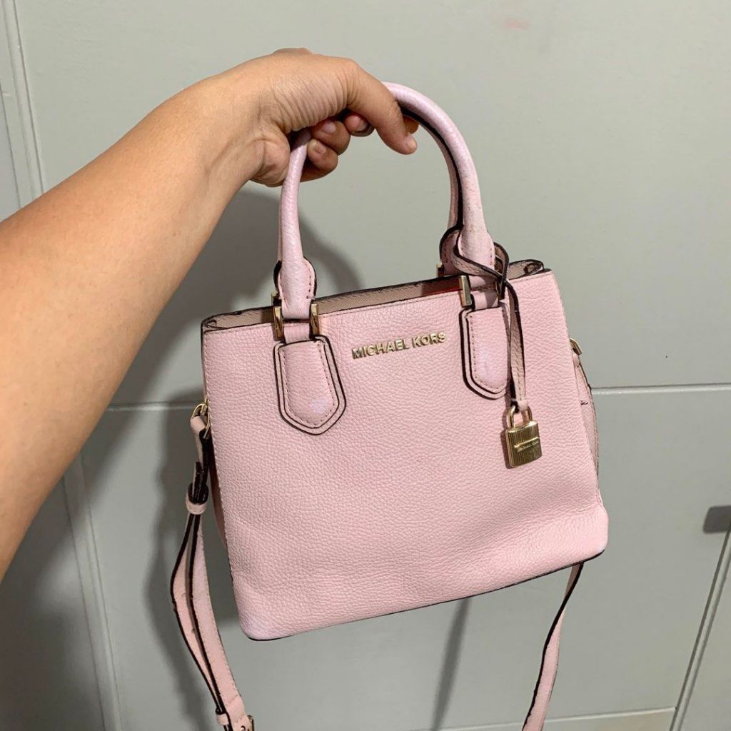 Preloved Tas Michael Kors Adele Satchel Soft Pink