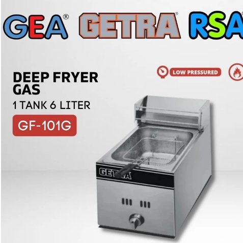 GETRA Deep Fryer Gas Penggorengan Ayam Kentang Fried Chiken 6 Liter GF-101G Plus regulator dan Selan