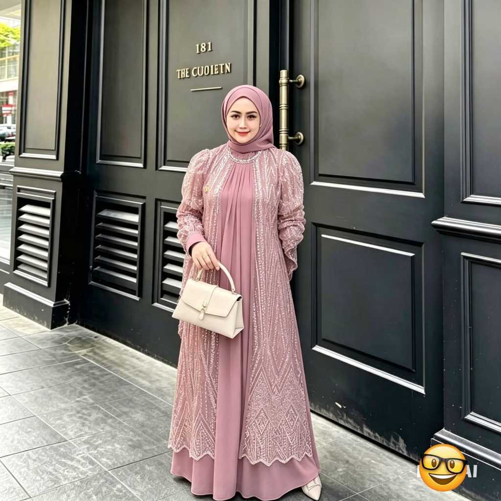 Inces gamis kondangan simple elegan dress kondangan brukat