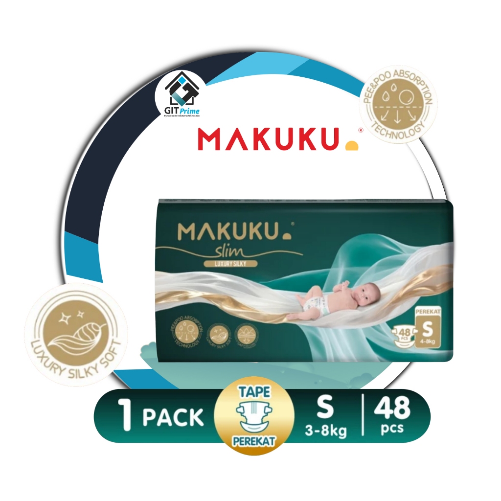 GIT - MAKUKU Popok Bayi Premium Diapers Slim , Dry Care ,  Comfort FIT ,  Slim Luxury , XXXL XXL XL 