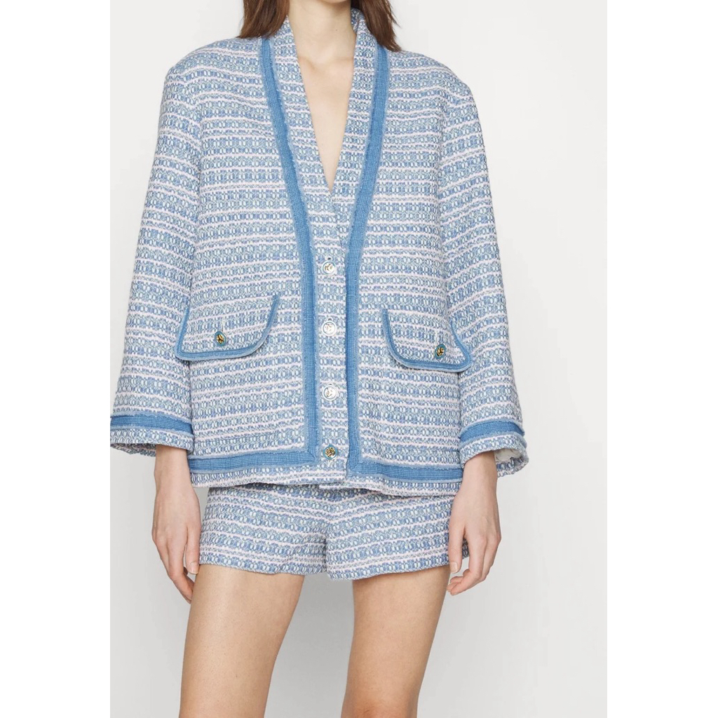 SANDRO Amelia Cotton-Blend Tweed Jacket + Pants SET NEW