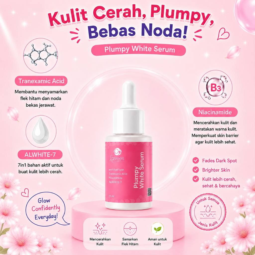 Lavees Plumpy White Serum | Serum Pencerah Wajah untuk Flek Hitam & Bekas Jerawat | 15 ml