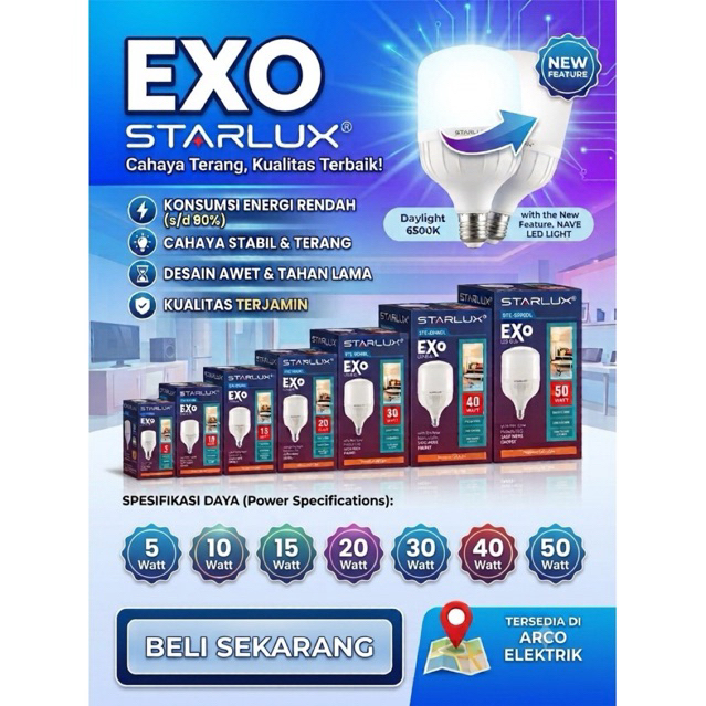 LAMPU LED STARLUX EXO 30-50 WATT