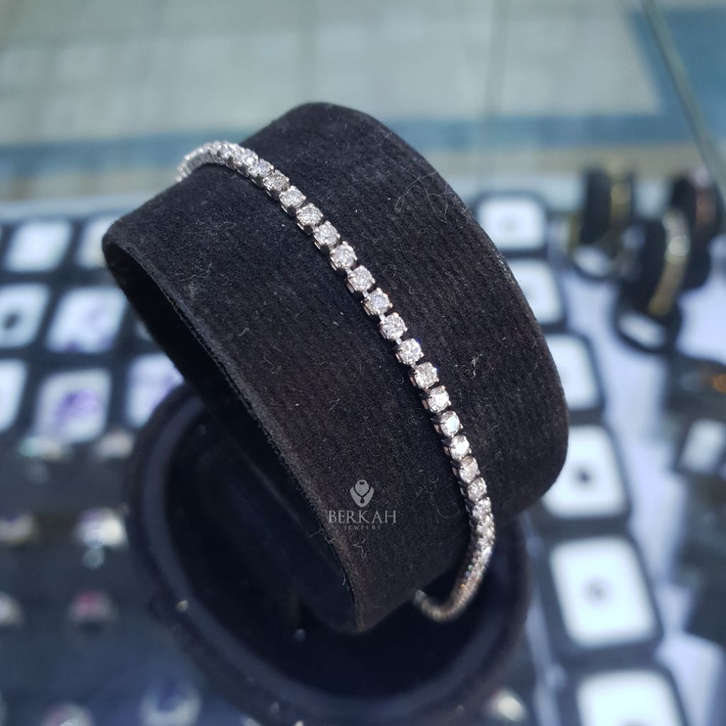 Gelang Wanita Emas Putih Full Diamond Berlian Asli Natural Diamond