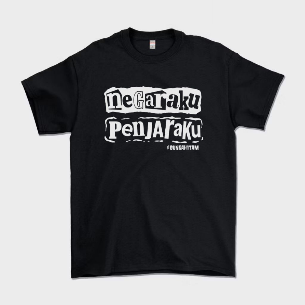 T-shirt Punk Band - Kaos Bunga Hitam Negaraku Penjaraku