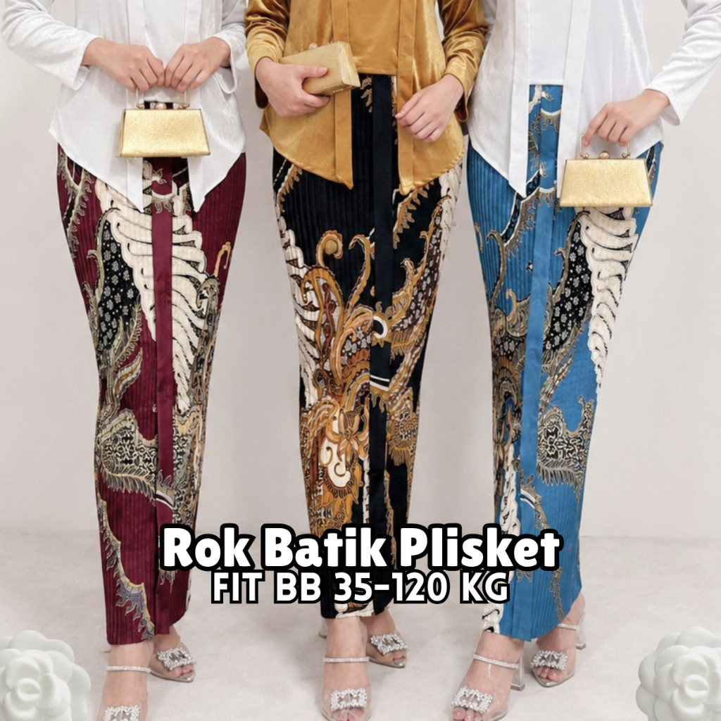 COD Rok Plisket Span Batik Jarik Wiru Motif Kembar Standar Jumbo Bawahan Wanita