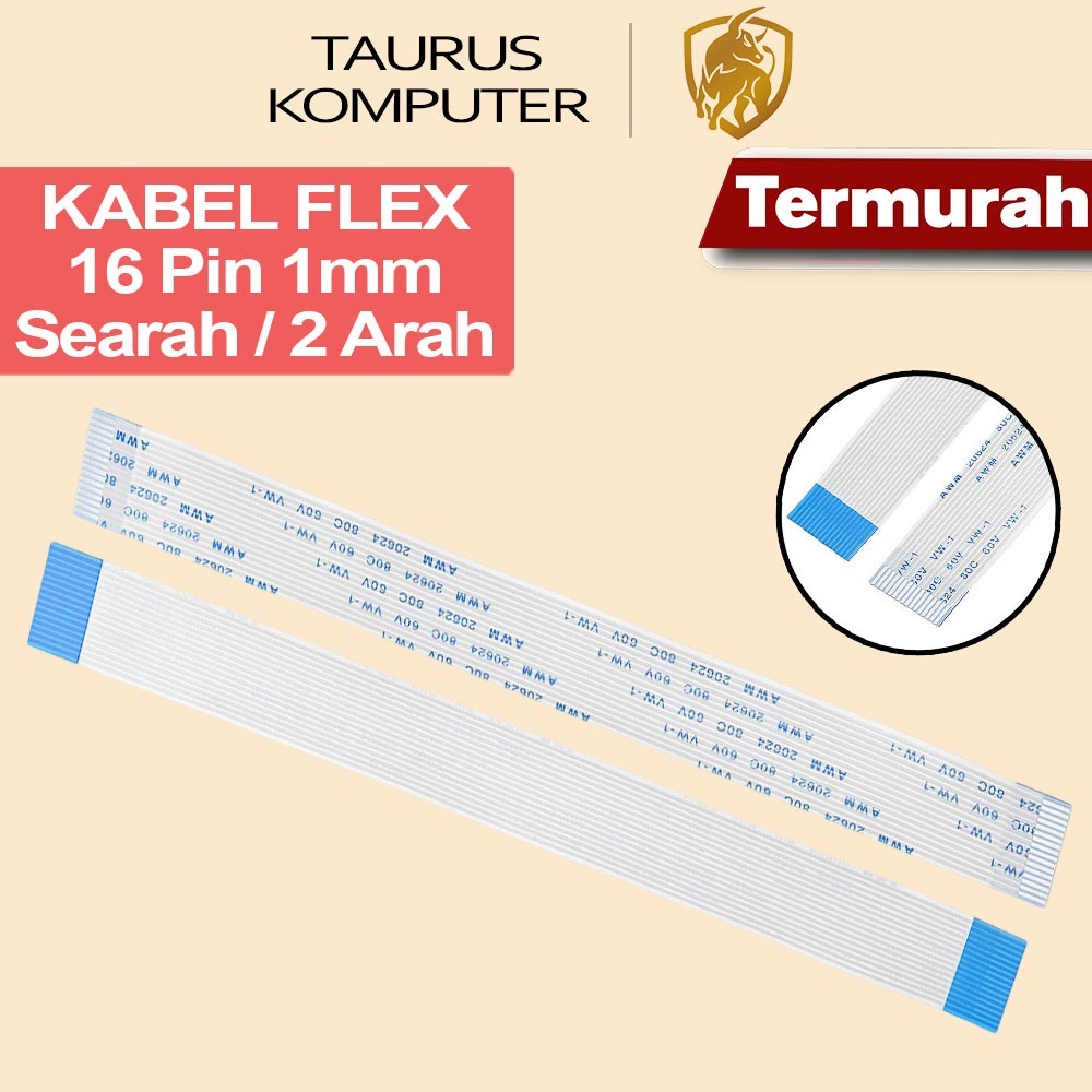 Kaberl Flex Flexible Flat Cable FFC / FPC 16 Pin 1mm Searah / 2 Dua Arah Power Switch Laptop Touchpa