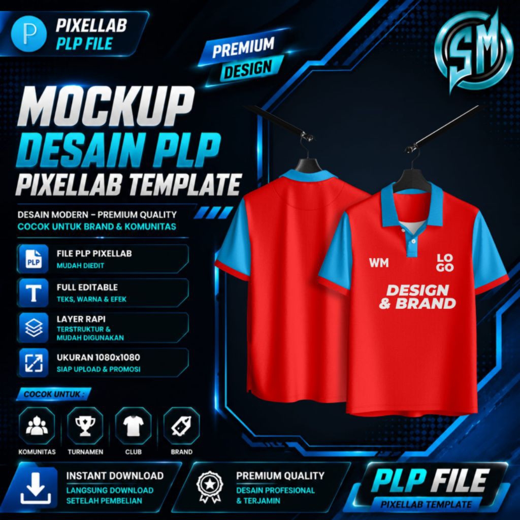 Template Mockup Jersey Kerah Polo - File Pixellab