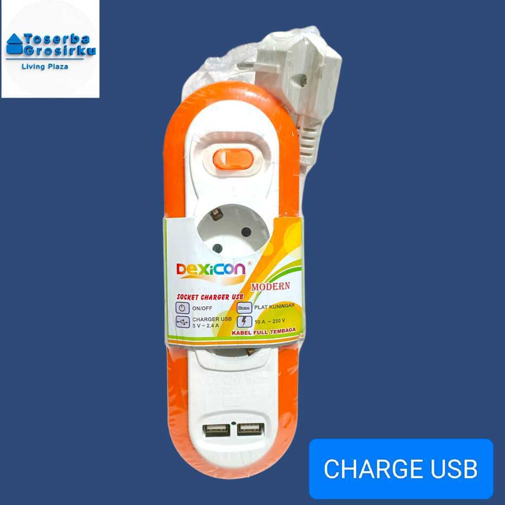 Stopkontak Dexicon 2 Lubang + 2 USB – Cas Cepat & Lebih Hemat [Tg]