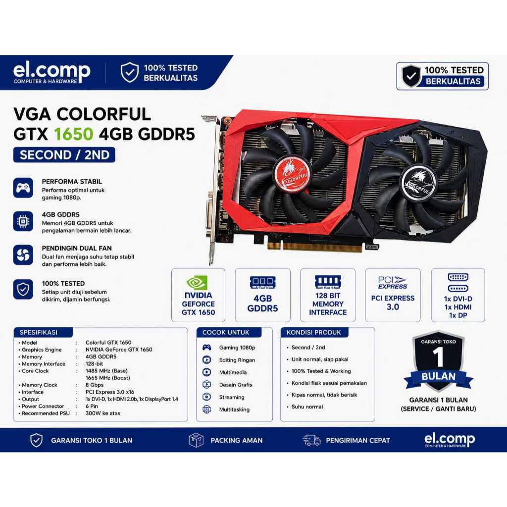 VGA COLORFUL GTX 1650 4GB 2ND