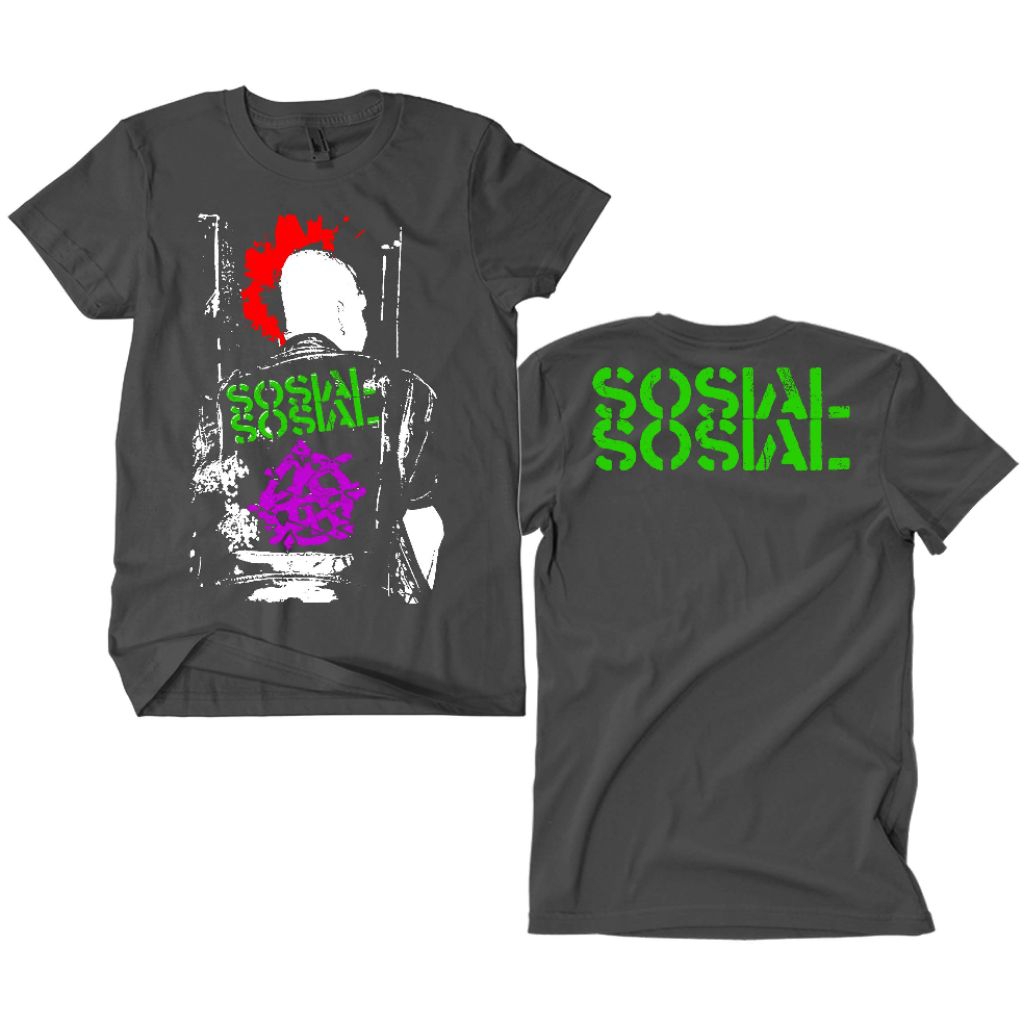 Kaos Band Punk Sosial Sosial - Back Mohawk abu abu