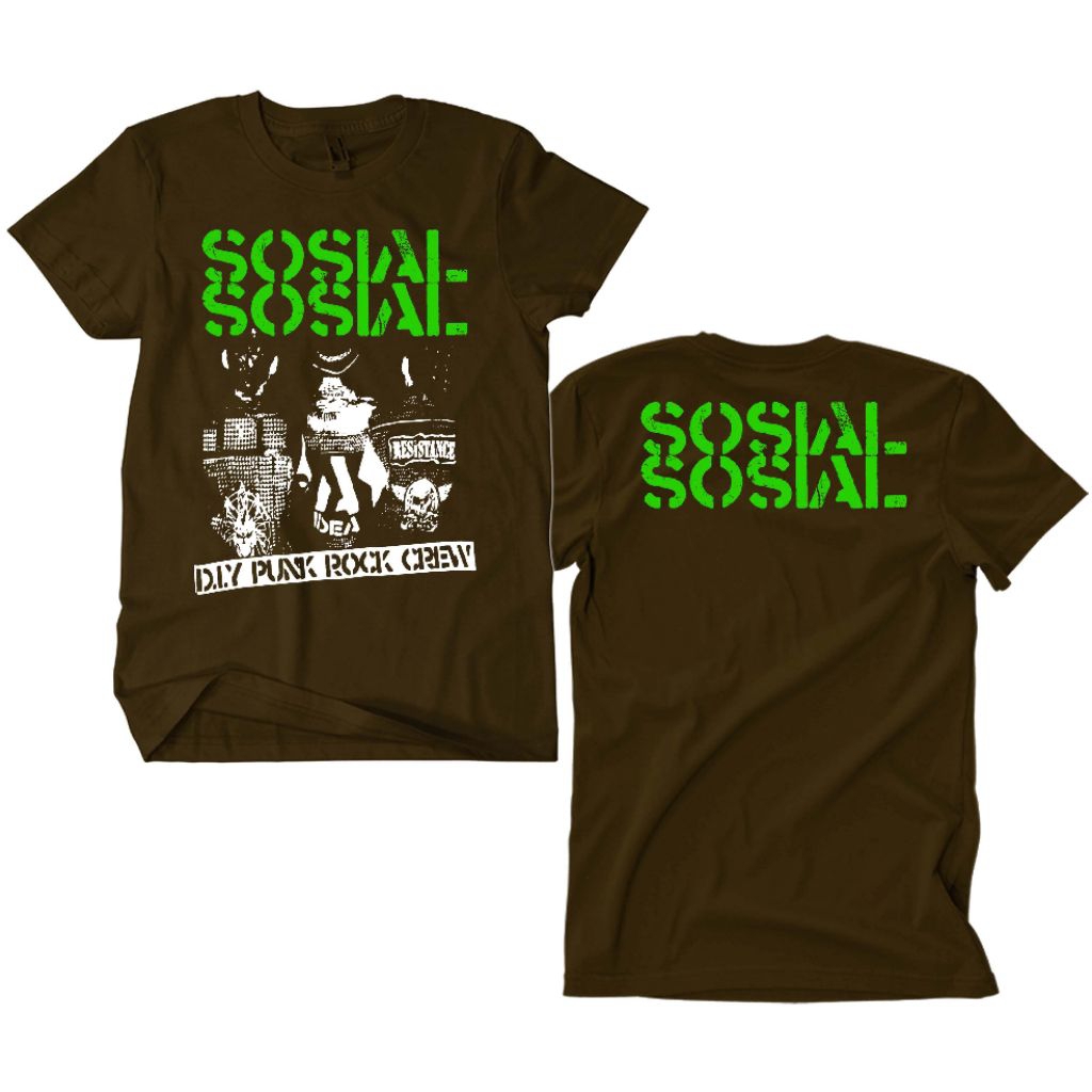 Kaos Band Punk Sosial Sosial - DIY Punk Rock Crew cokelat
