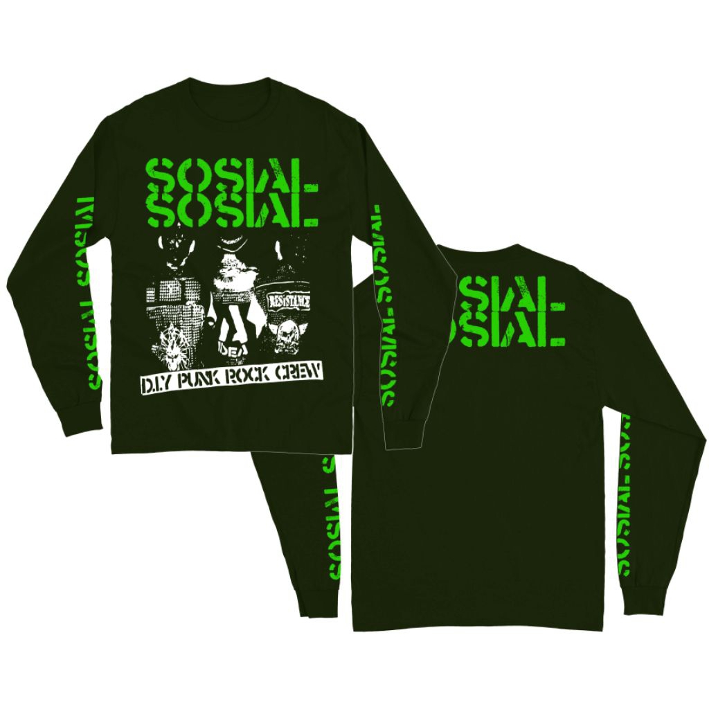 Kaos Band Punk Sosial Sosial - DIY Punk Rock Crew army Lengan Panjang