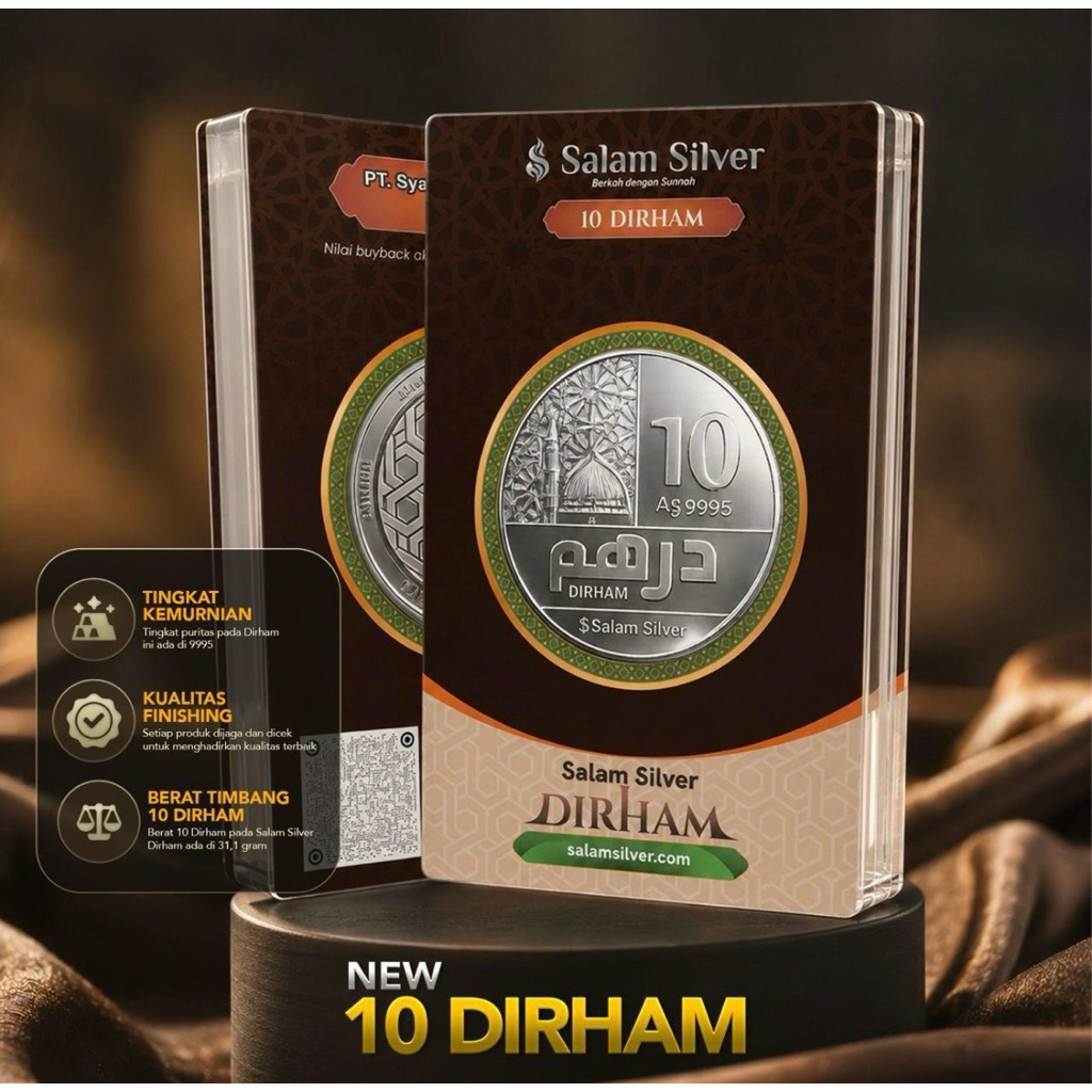 SALAM SILVER - 10 DIRHAM - FINE SILVER 9995 - PERAK MURNI