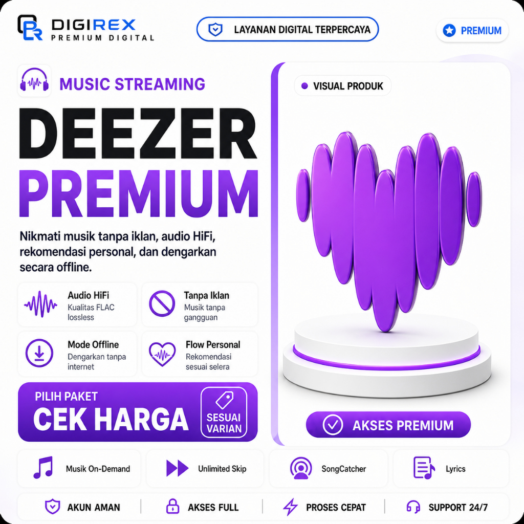 DEEZER PREMIUM PRIVATE 1 BULAN FULL GARANSI