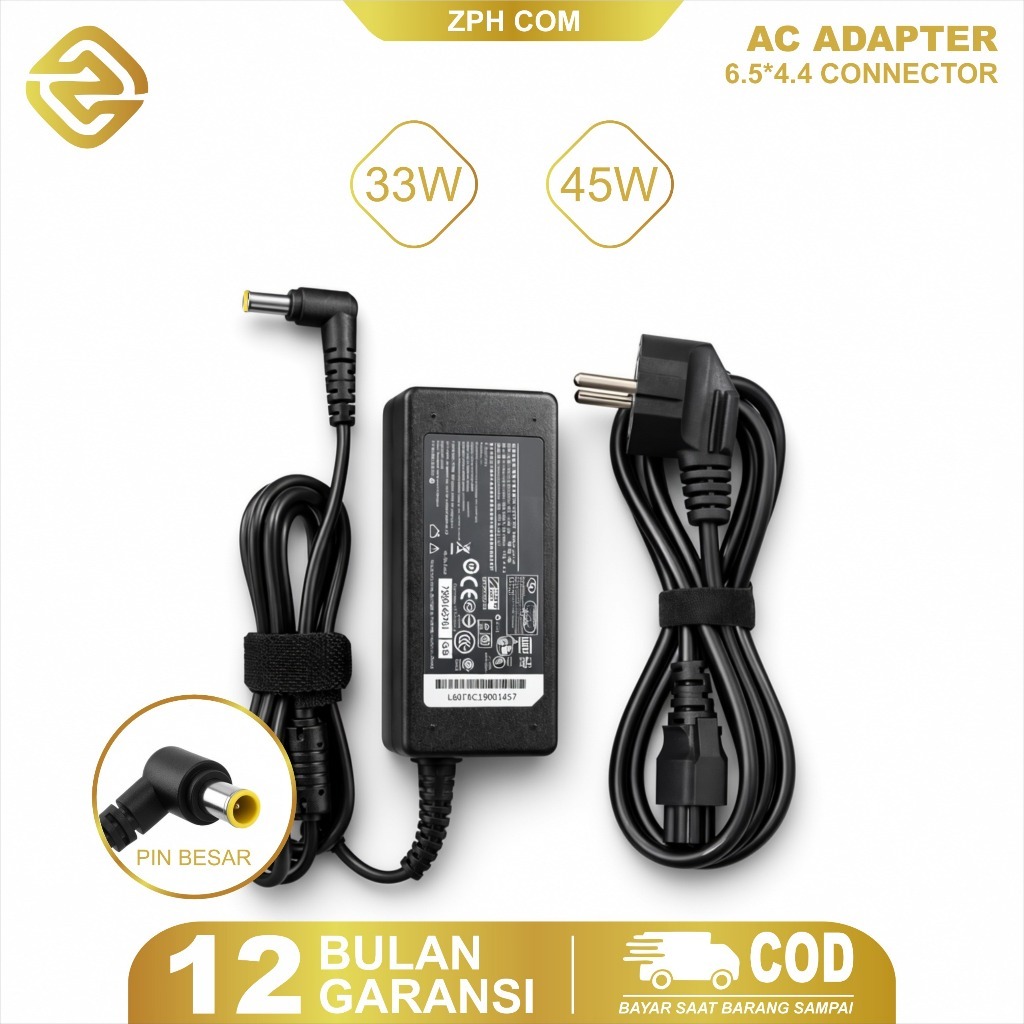 Zph Adaptor Charger TV Monitor LG 19V 2.1A / 1.7A Jack 6.5x4.4mm untuk Monitor LED TV LG