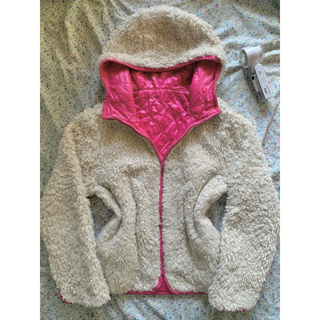 sherpa jacket - fur jacket  - winter jacket - jaket tebel musim dingin - preloved