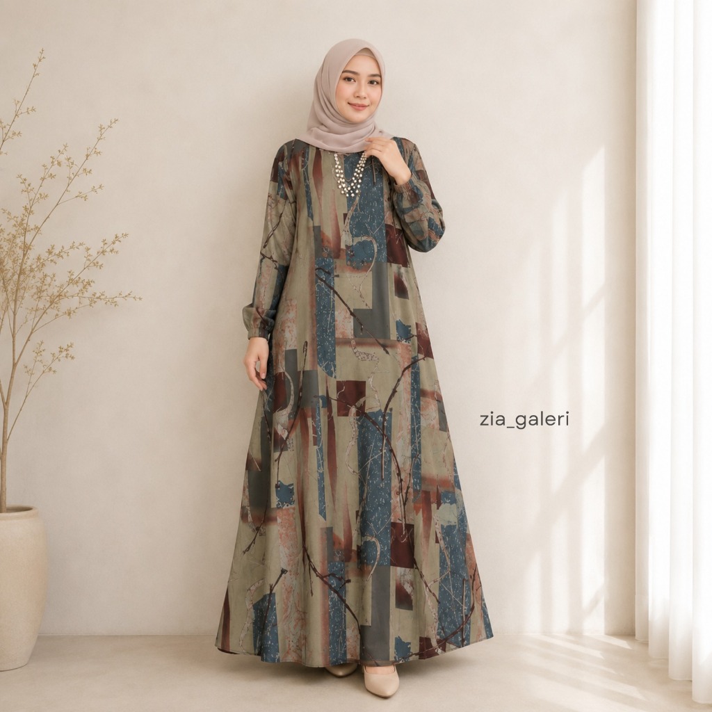 HAWA DRESS MAXY GAMIS CALVIN JEANS KAIN BERSERAT MELAR NYAMAN DIPAKAI SEHARI-HARI GAMIS HARIAN IBU-I
