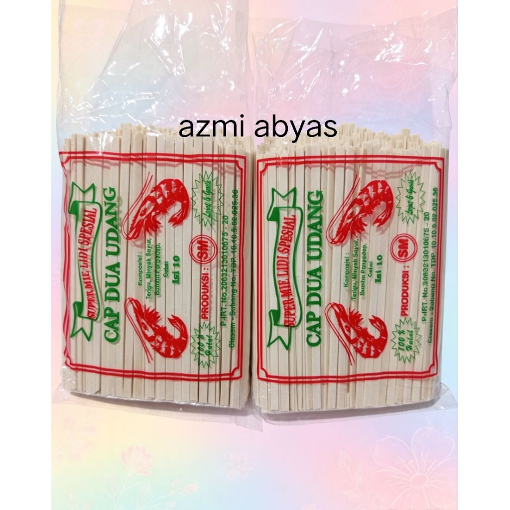 MIE LIDI MENTAH GEPENG CAP DUA UDANG berat 450 gram