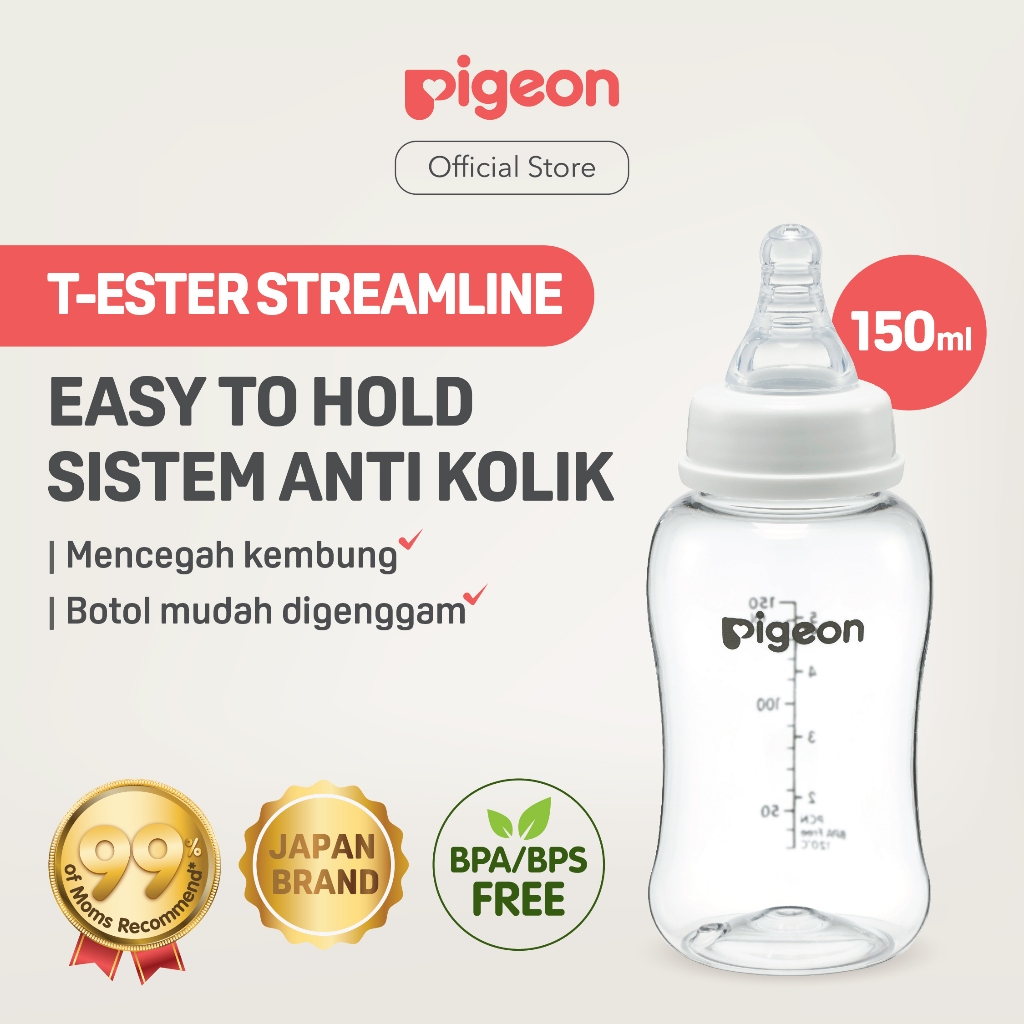 PIGEON Botol T-ESTER Streamline | Pilih Ukuran 150 ml & 250 ml | Botol Susu Bayi | Botol Susu Newbor