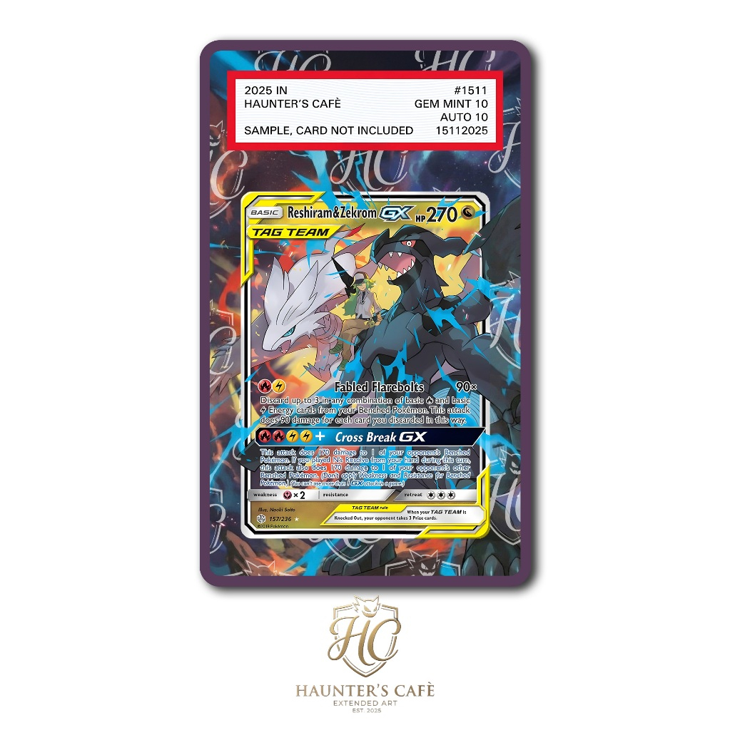Reshiram & Zekrom GX #157 Pokemon Cosmic Eclipse (Custom Extended Art)