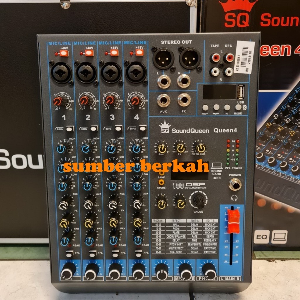 MIXER AUDIO SOUNDQUEEN QUEEN4 4CHANNEL BLUETOOTH USB SOUNDCARD