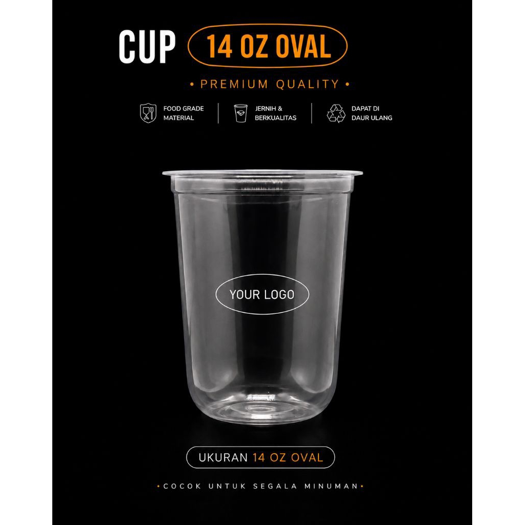 Sablon Logo Cup Plastik Starindo 14 Oz Oval