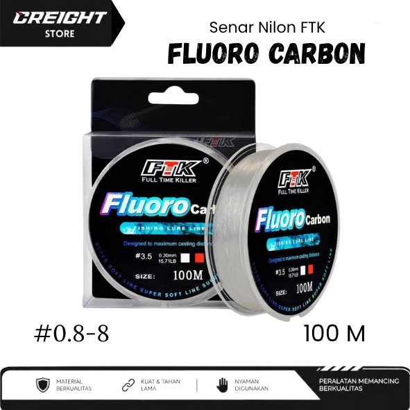 Senar FTK Fluorocarbon 100M - Nilon Transparant Kuat