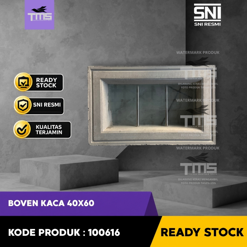 Jendela Cor Boven Kaca 40x60 cm Minimalis Ready Stock | Ventilasi Beton Cor Tahan Lama Kaca Bening E