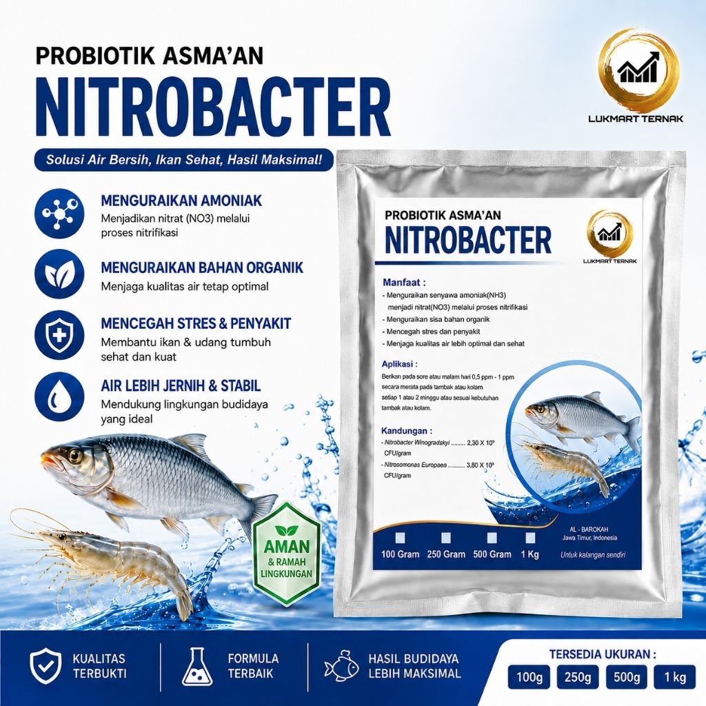 Nitrobacter Original - Probiotik Asma'an Kolam Ikan dan Udang - Solusi menjaga kualitas air