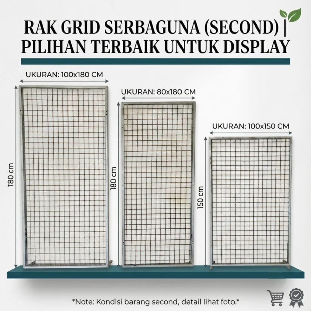 YING SECOND/BEKAS Rak Grid Serbaguna Second Ukuran 100x180cm, 80x180cm, 100x150cm, Untuk Display