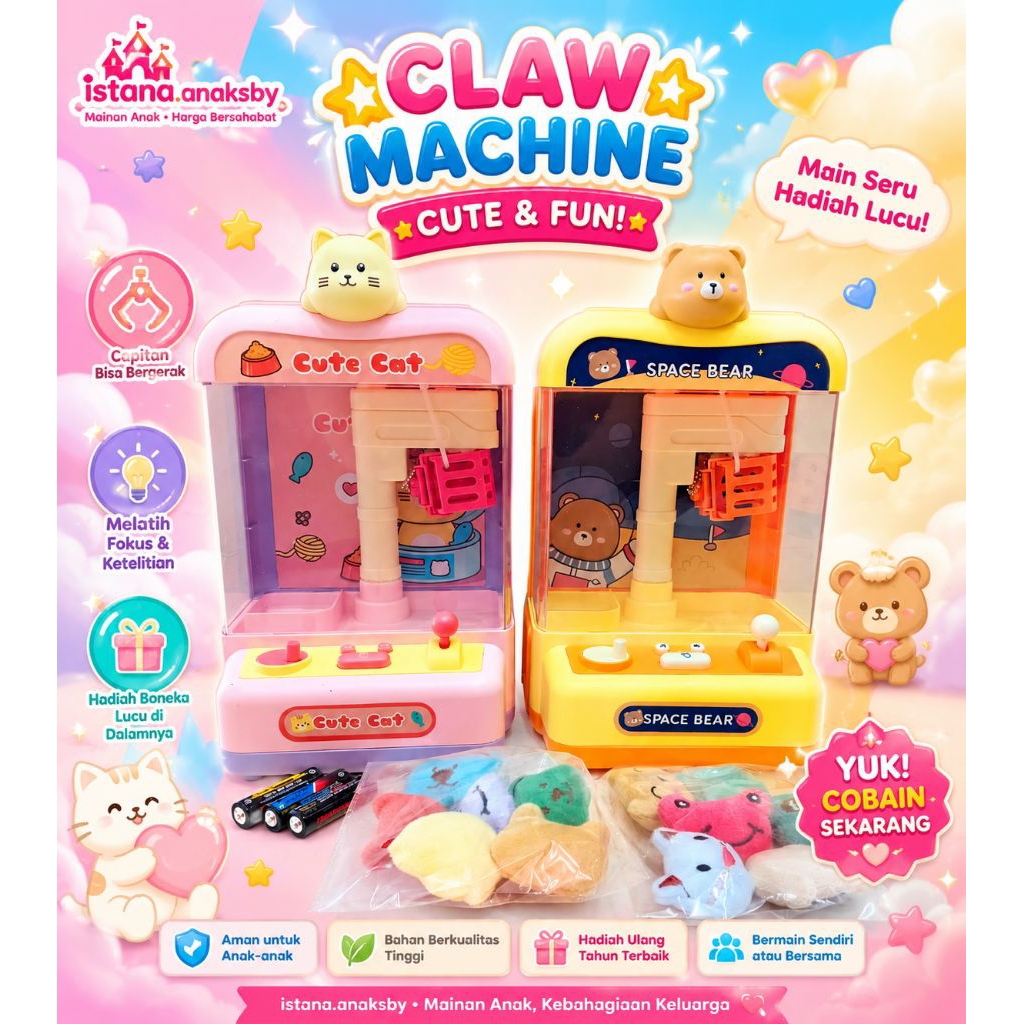 MAINAN MESIN CAPIT BONEKA JUMBO / CLAW MACHINE GAME / CLAW GAME MAINAN / MESIN TANGKAP BONEKA BESAR