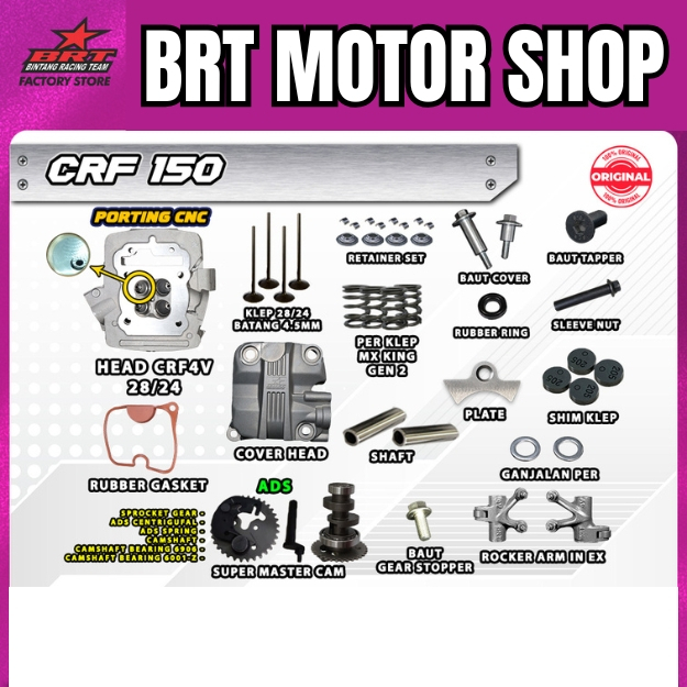 SUPER HEAD BRT CRF 150 VERZA NEW MEGAPRO PORTING CNC KOP CRF4V 4KLEP 4 VALVE