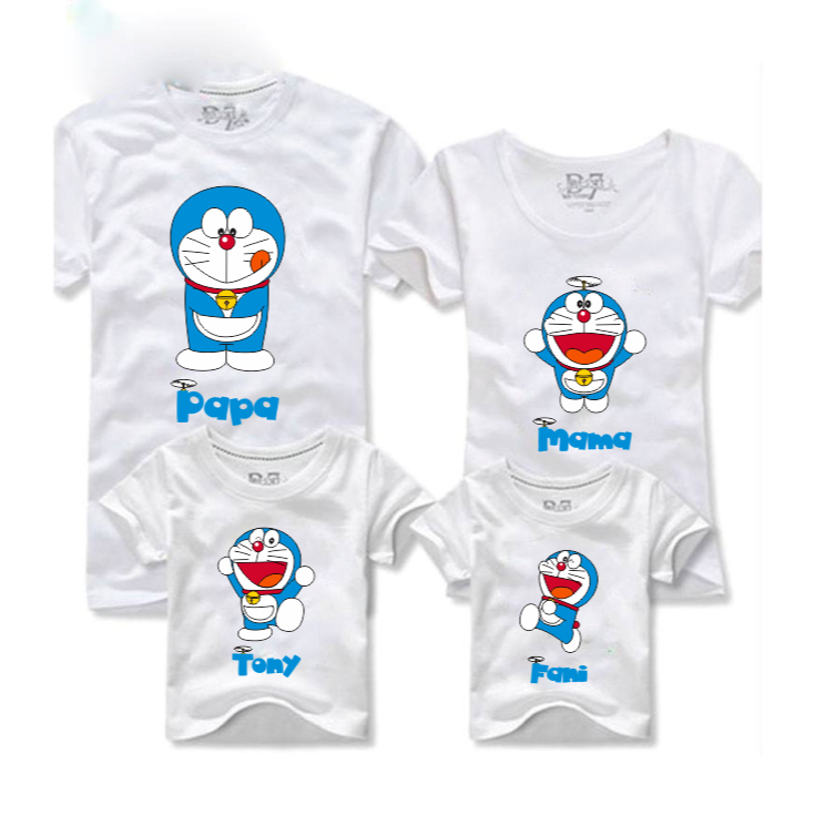 Baju Kaos Keluarga Family Couple Gathering Request Nama Custom Doraemon