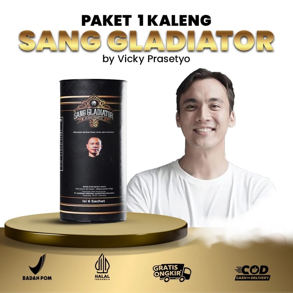 Sang Gladiator by Vicky Prasetyo Kopi Stamina khusu //  Halal & Bpom | 1 Pack Isi 6 Sachet Untuk Sta