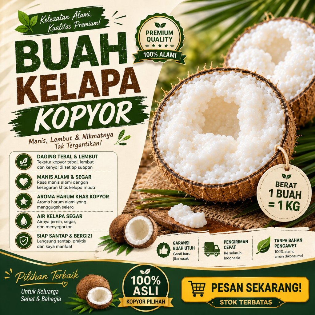 ASLI 100%  Kelapa Kopyor Frozen - Kelapa Kopyor Genjah Hijau - Kelapa Kopyor Genjah Hijau