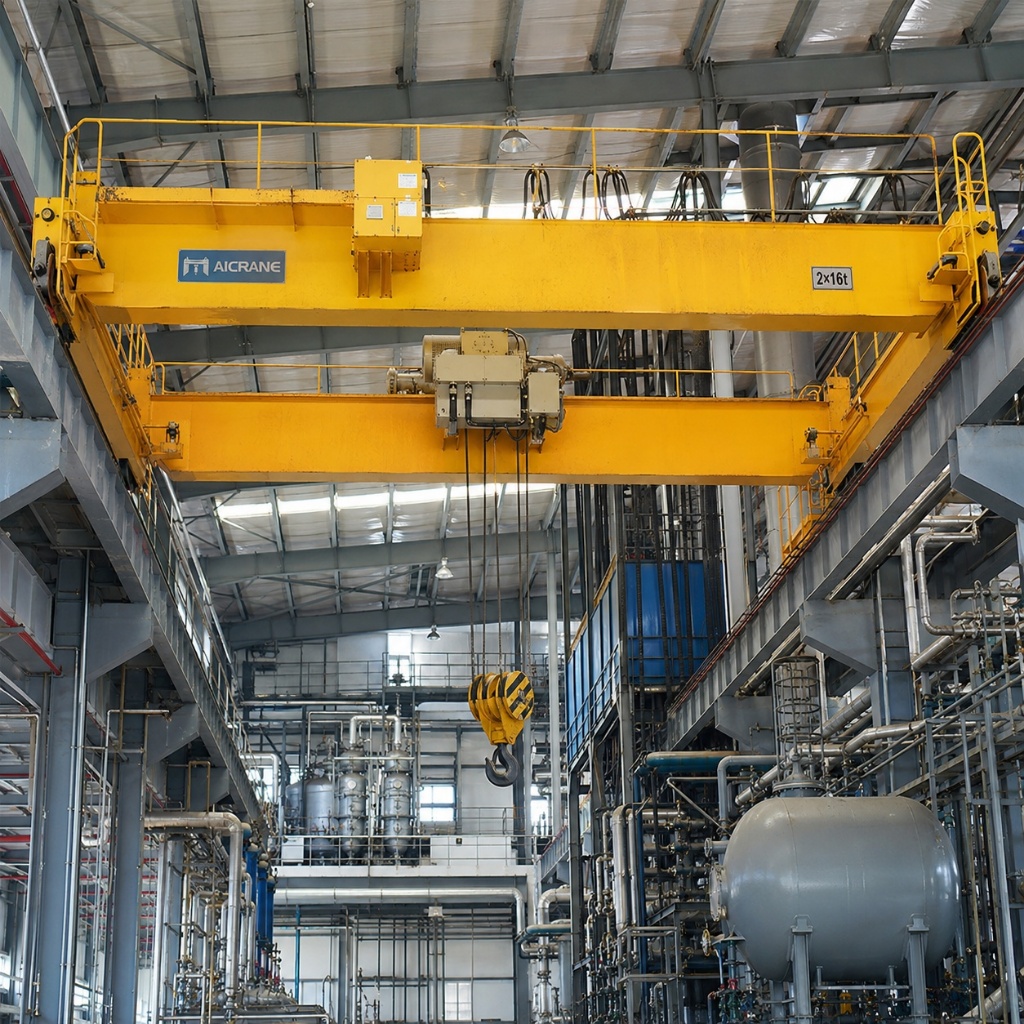 Crane Overhead Girder Ganda dengan Hoist Listrik Tahan Ledakan – Kapasitas Custom