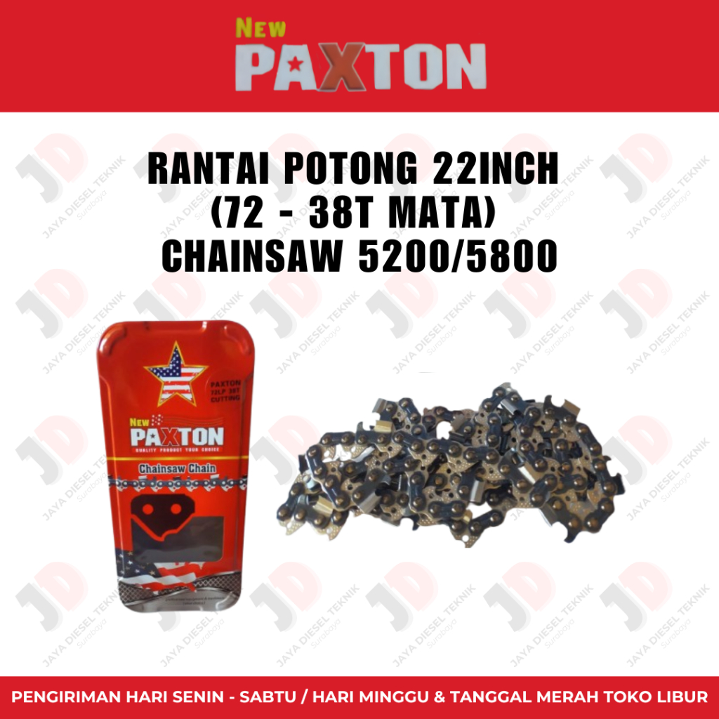 Rantai Potong 22 Inch 72 - 38T Mata Chainsaw 5200 5800 Original Merek Paxton