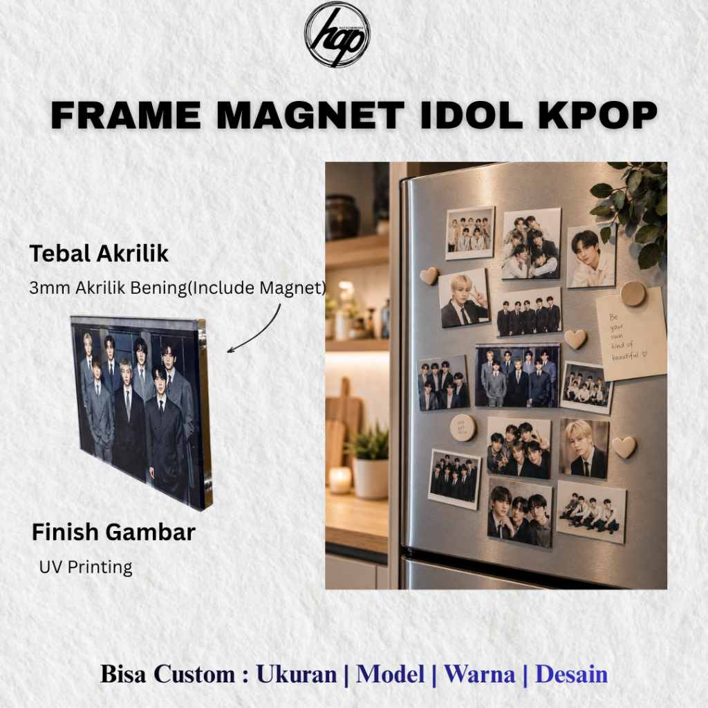 Frame Photocard Custom Foto Idol KPOP | Photocard Akrilik Magnet Tempel Kulkas