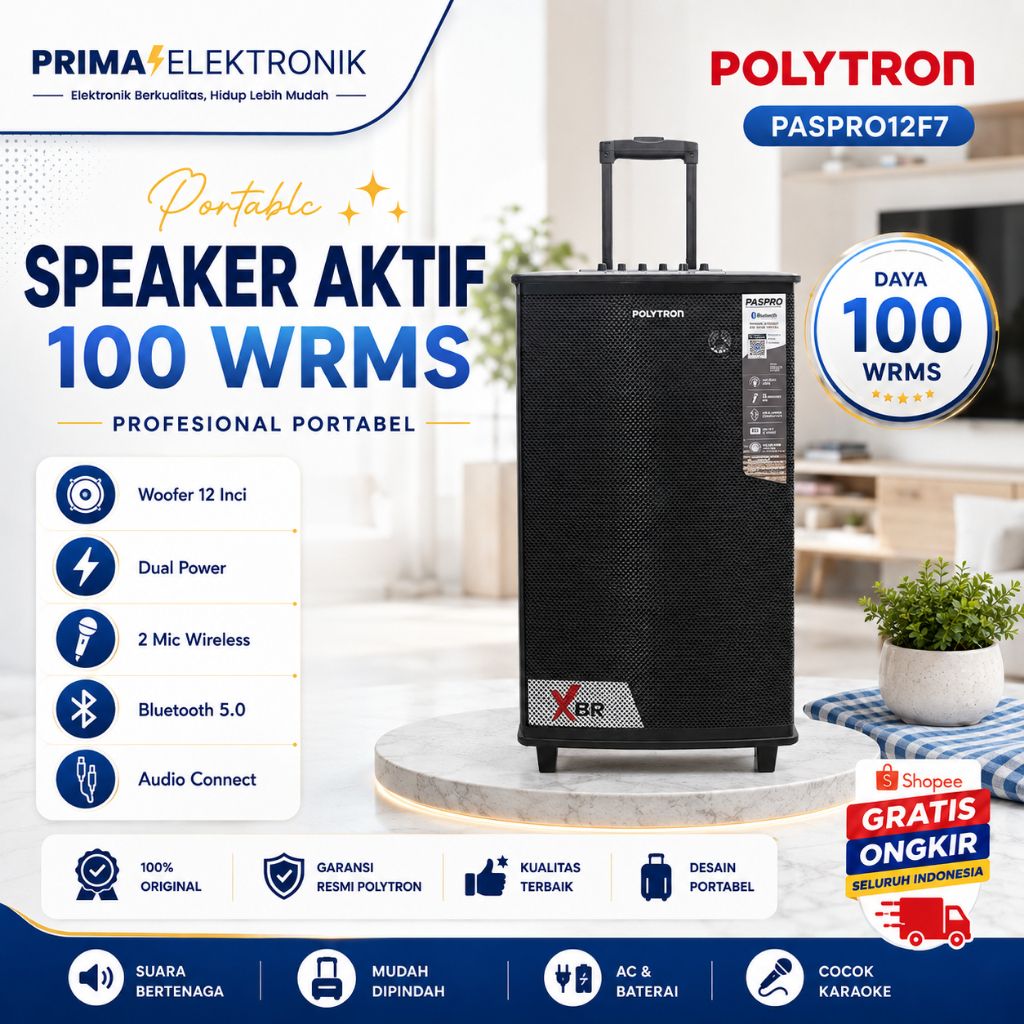 POLYTRON PASPRO12F7 Speaker Aktif Portable/PAS PRO 12F7/PAS PRO12F7/PASPRO 12F7/ORIGINAL/BERGARANSI