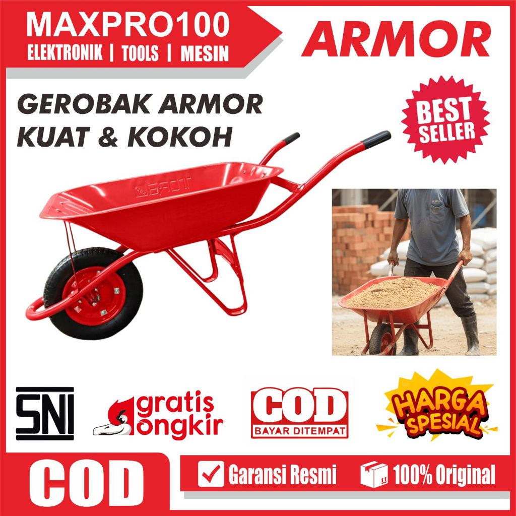 Gerobak Sorong ARMOR Original / Angkong Kereta Dorong Pasir Proyek Kebun Sawit