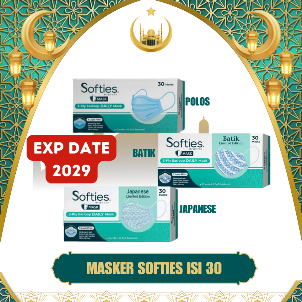 Medika Persada - Softies Daily Mask ED. 2029 Motif Batik Japanese Polos isi 30pcs | Masker