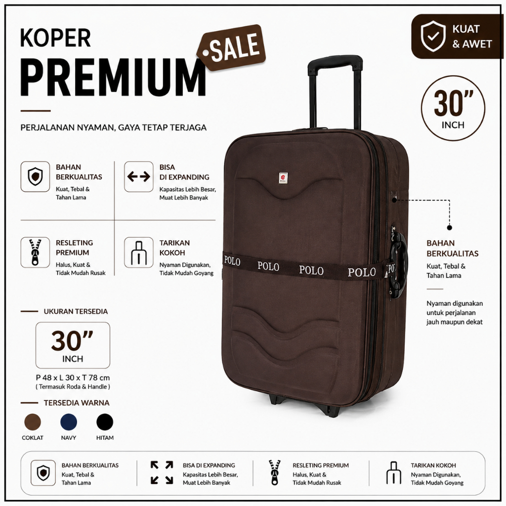 Koper Terbesar 30 inch Expanding Koper Jumbo koper  Bahan Kanvas Koper 28 inch Koper 32 inch