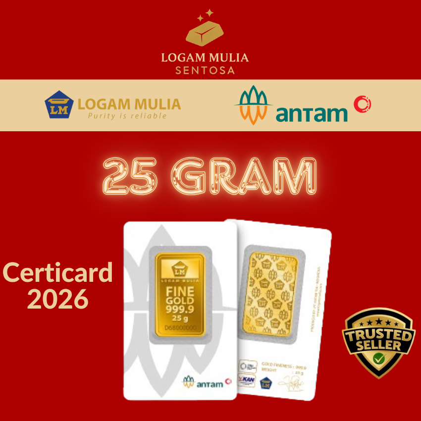 LOGAM MULIA ANTAM 25 GRAM LM TERBARU CERTICARD 2026
